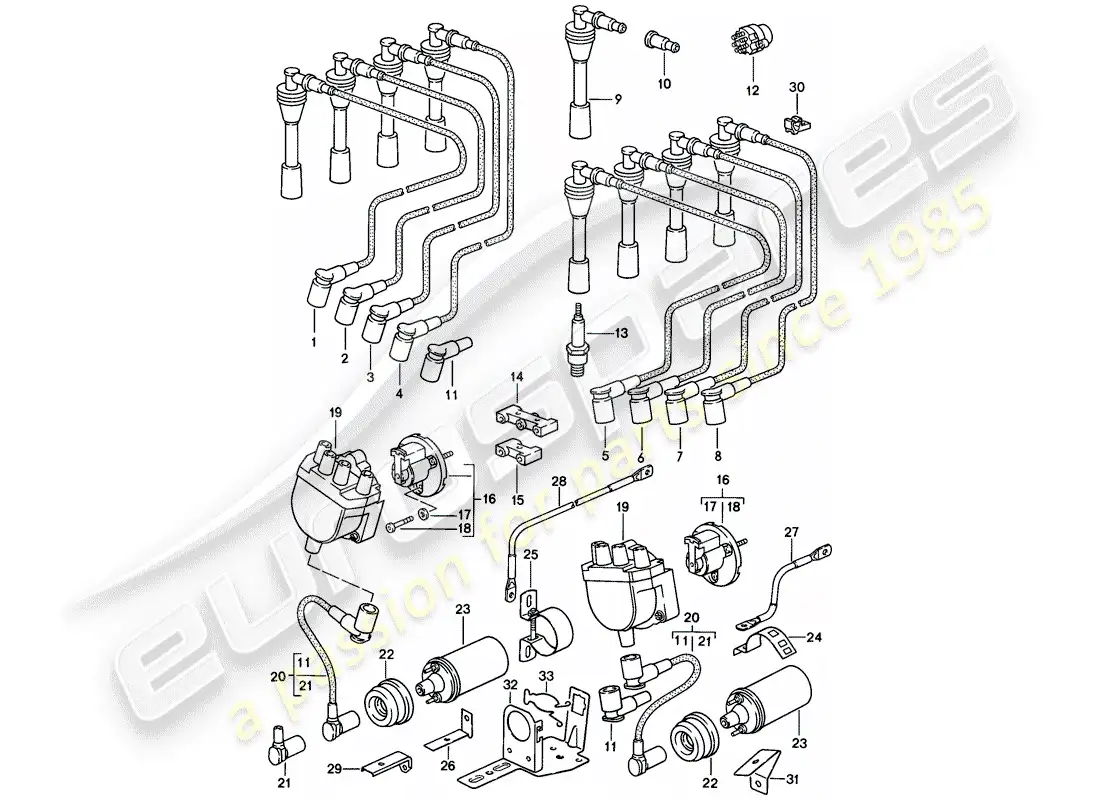 porsche 1983 (928) electricidad del motor diagrama de piezas