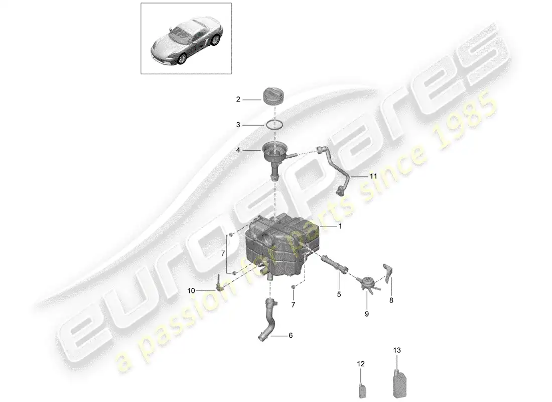 porsche 2019 (718 boxster) water cooling diagrama de piezas