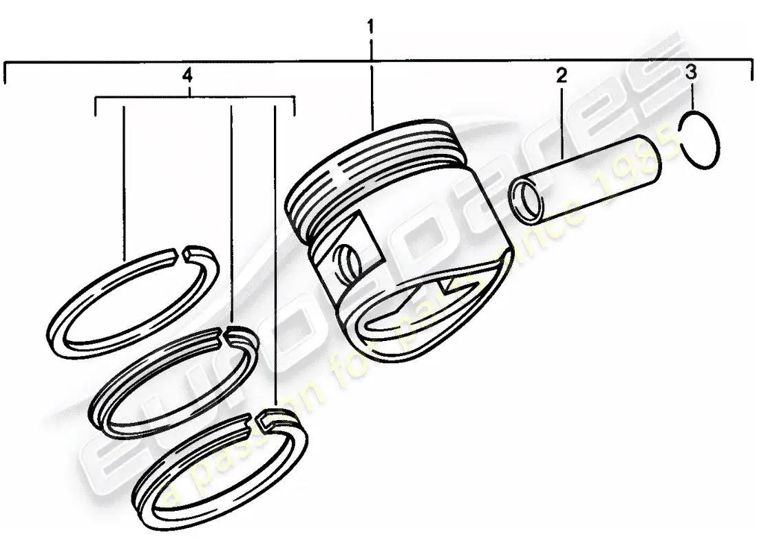 porsche 1983 (944) pistón - aros de pistón diagrama de piezas