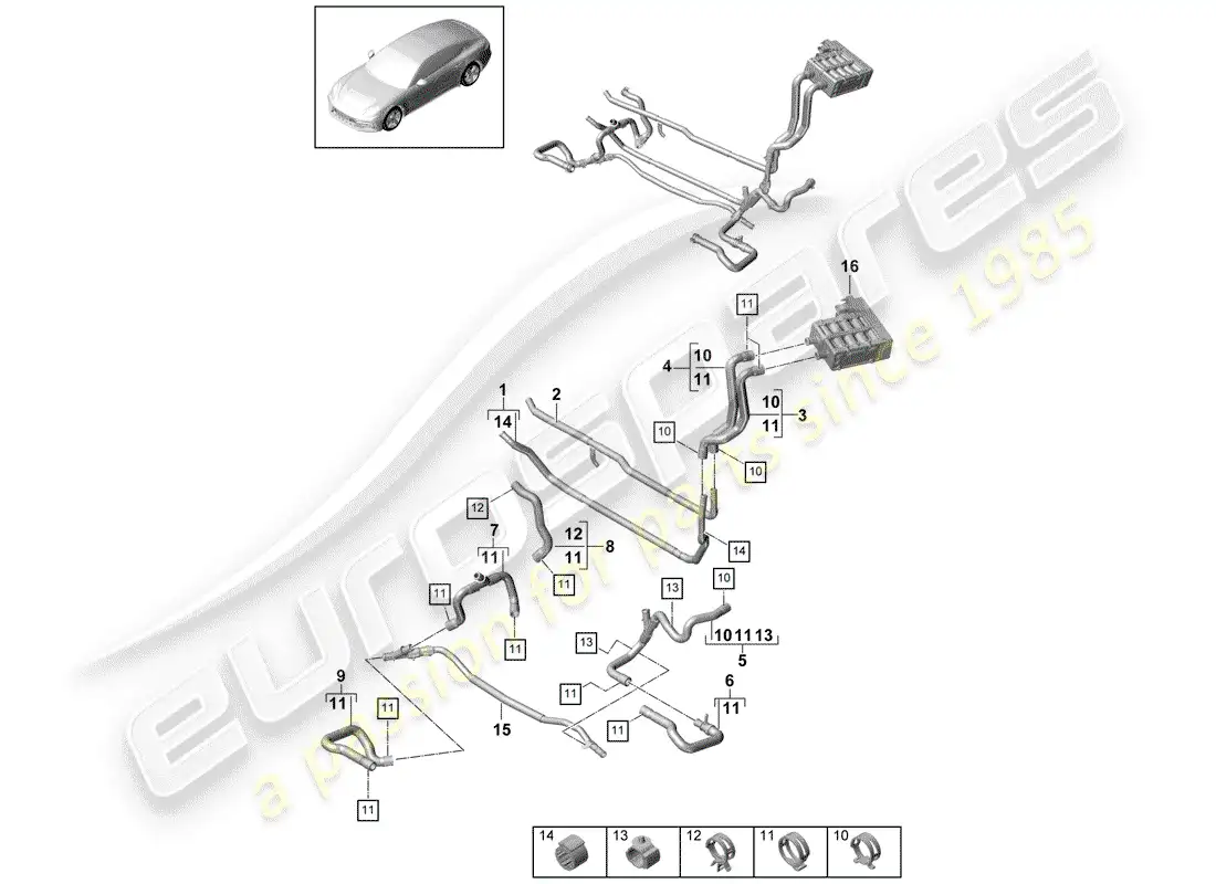 porsche 2020 (panamera 971-1) calentador diagrama de piezas
