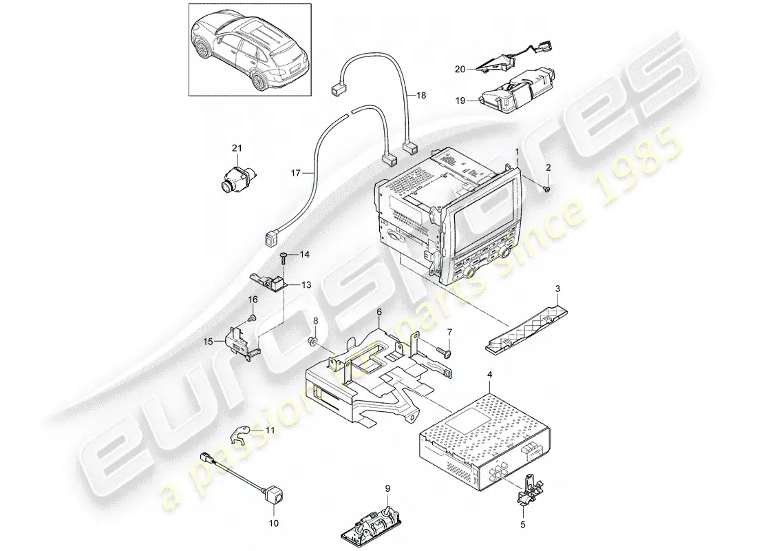 porsche 2016 (cayenne e2 92a) sistema de navegación diagrama de piezas