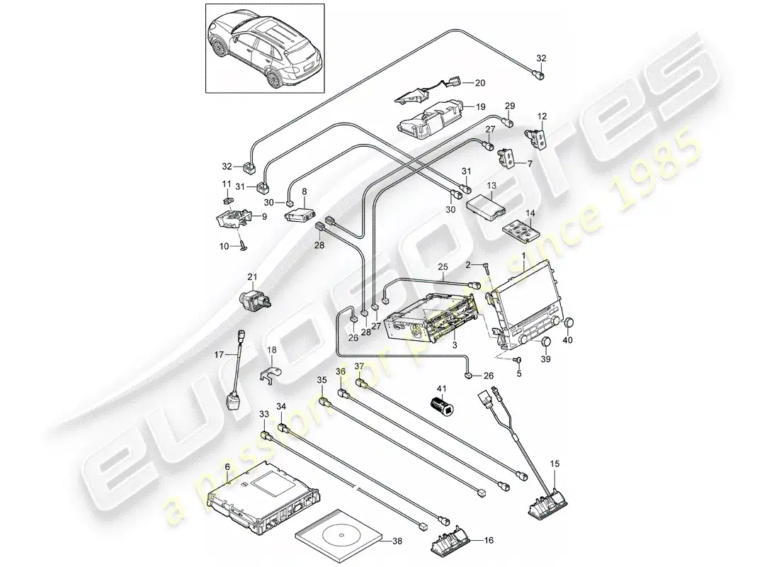 porsche 2016 (cayenne e2 92a) unidad operativa diagrama de piezas