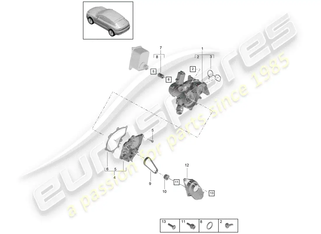 porsche 2019 (macan) thermostat diagrama de piezas