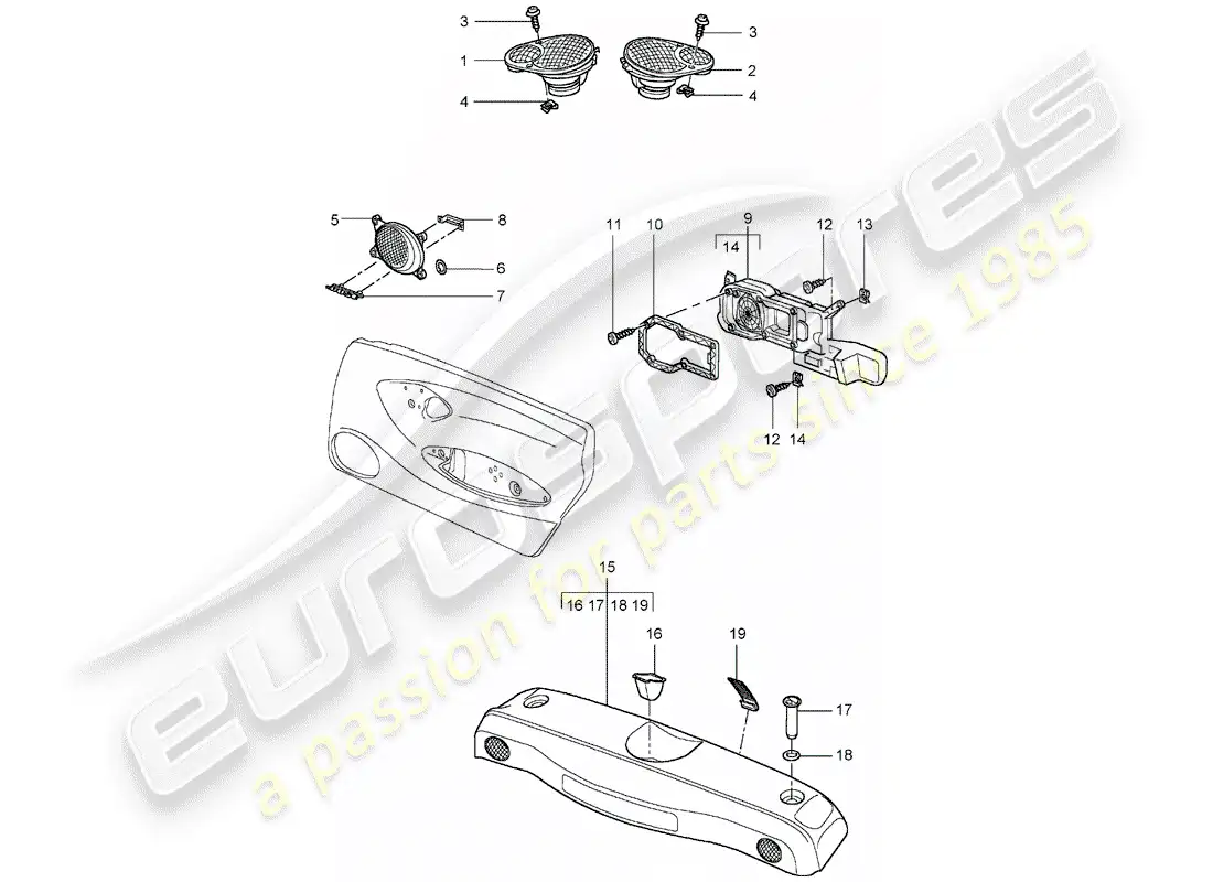 porsche 1999 (986 boxster) altavoz - d - mj 2002>> diagrama de piezas