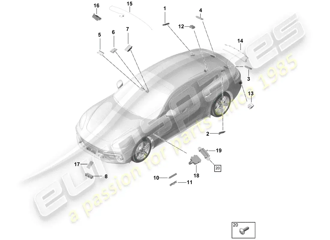 porsche 2017 (panamera 971-1) amplificador de antena diagrama de piezas