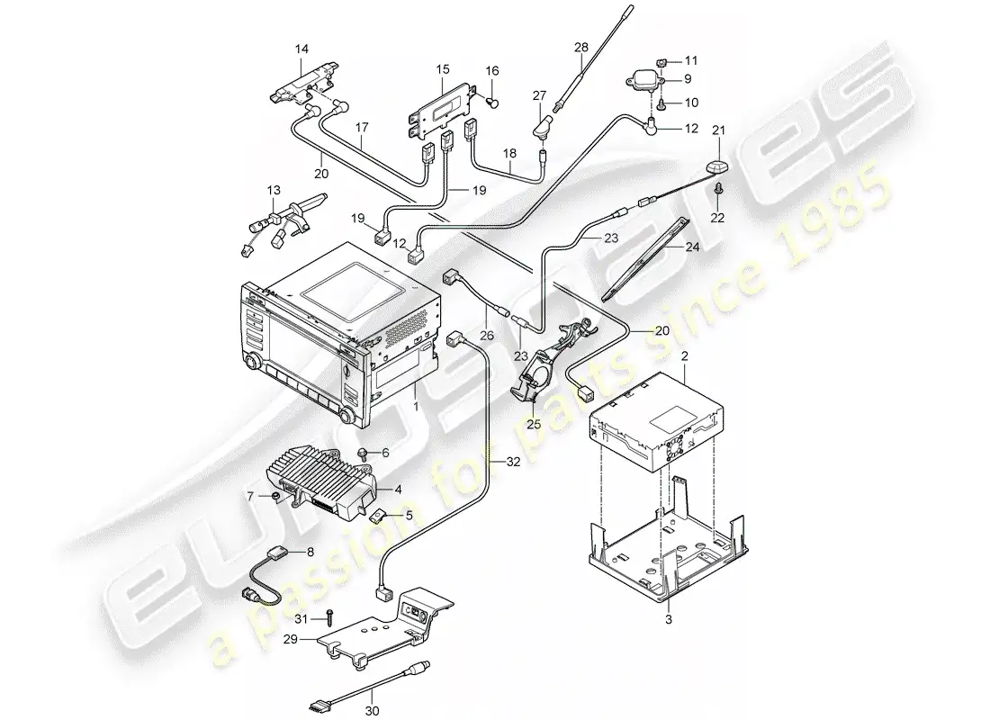 porsche 2012 (987 boxster) unidad operativa diagrama de piezas