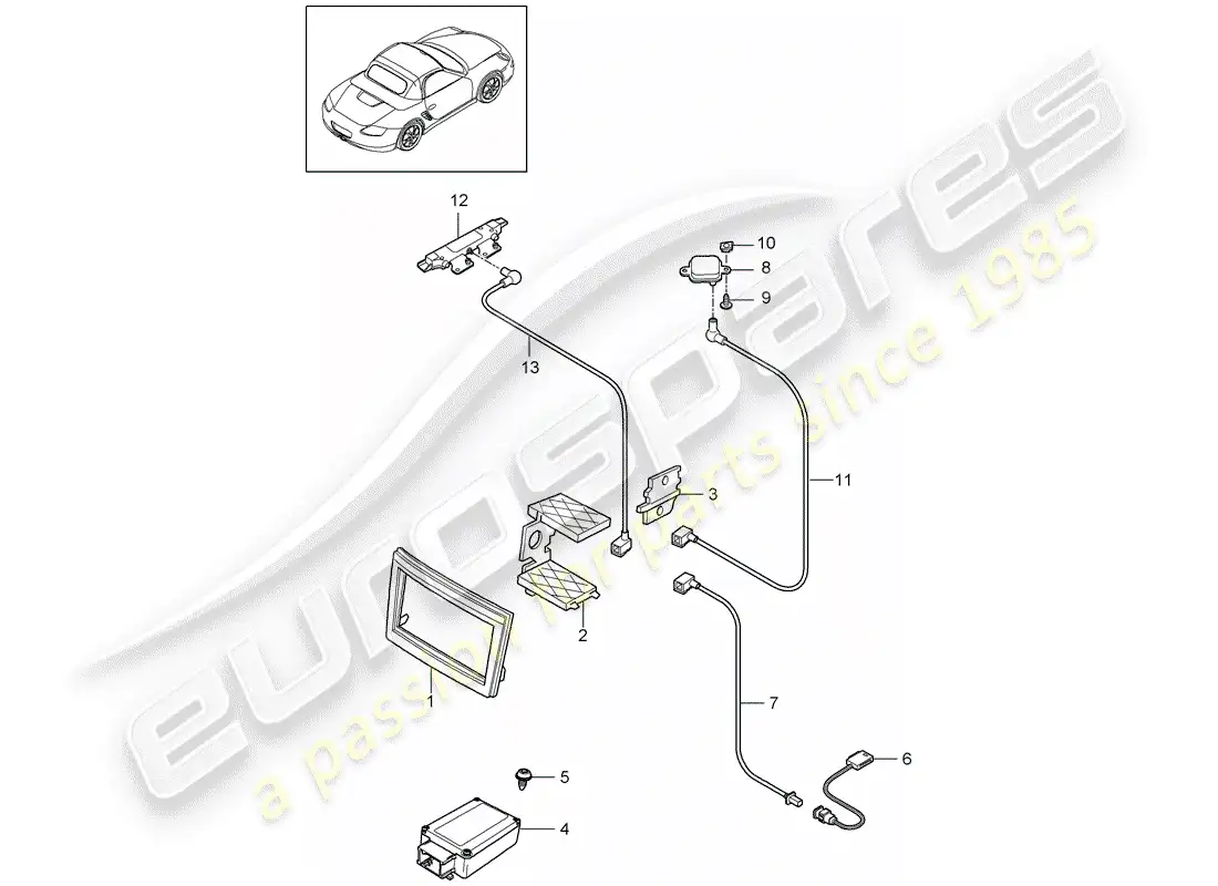 porsche 2012 (987 boxster) preparación diagrama de piezas