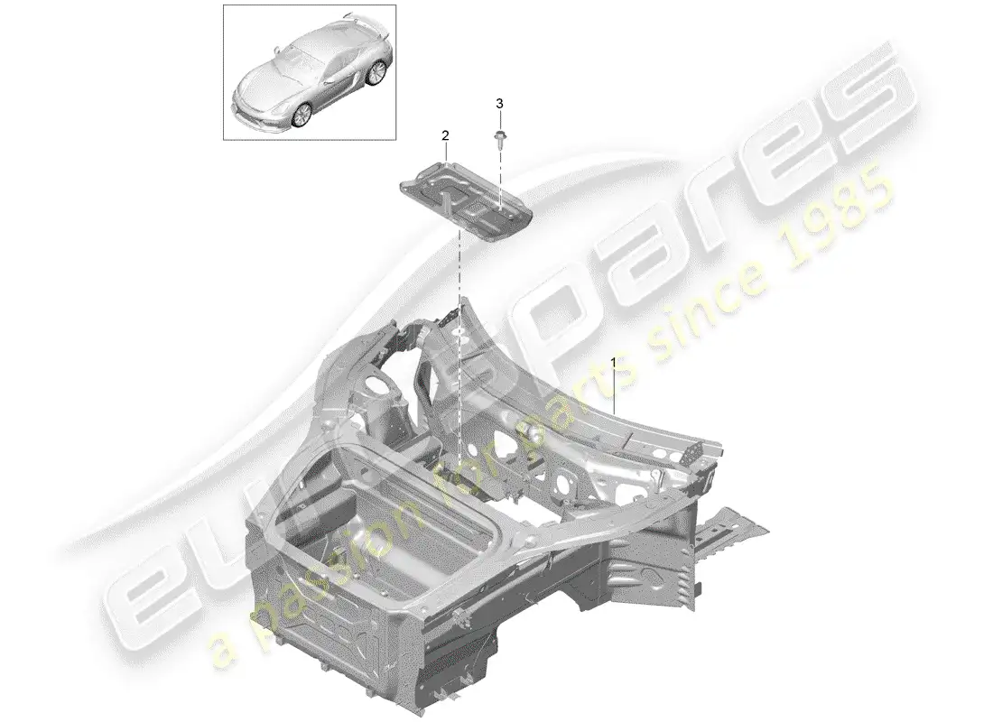 porsche 2016 (981 cayman gt4) diagrama de piezas del extremo delantero