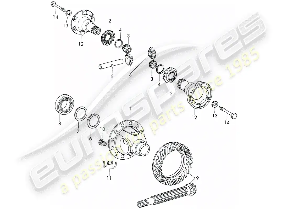 porsche 1969 (911/912) diferencial - sportomatic - d >> - mj 1968 diagrama de piezas