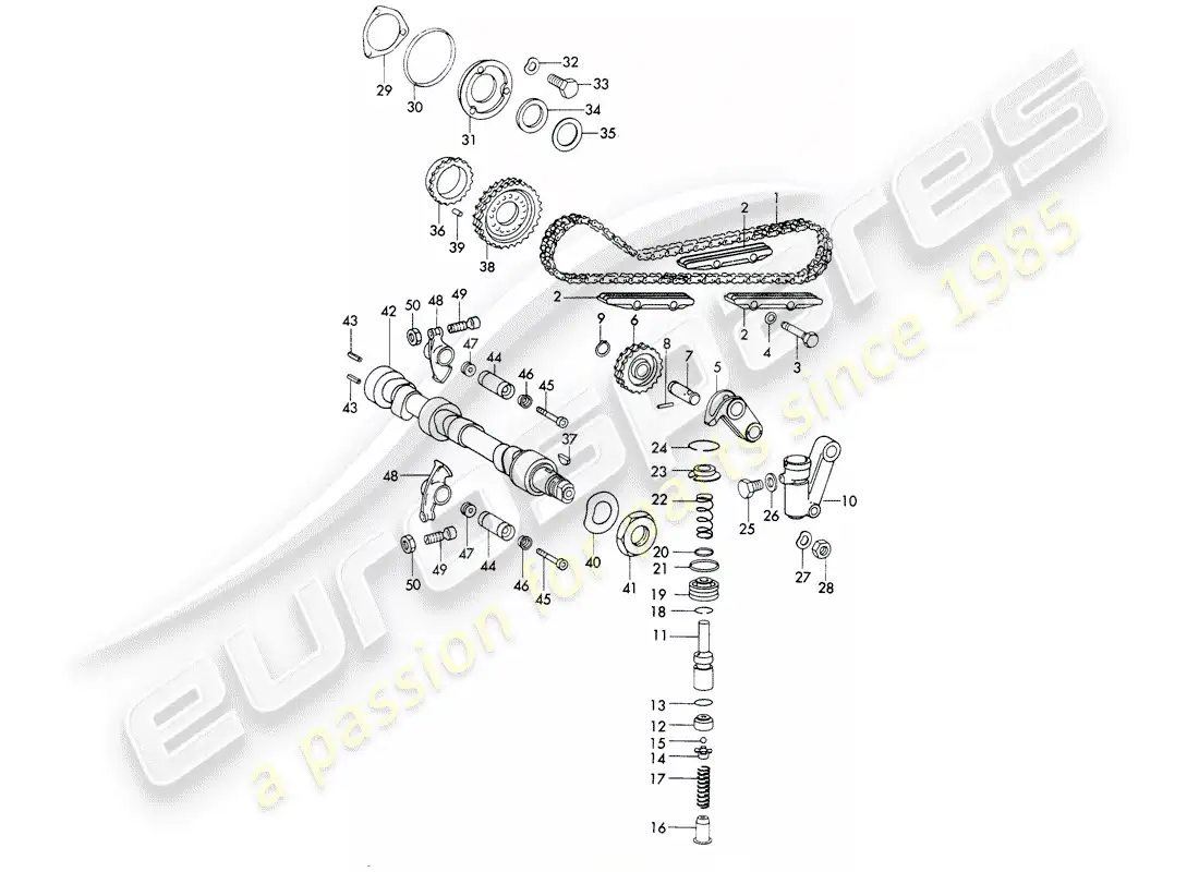 porsche 1969 (911/912) control de válvula diagrama de piezas