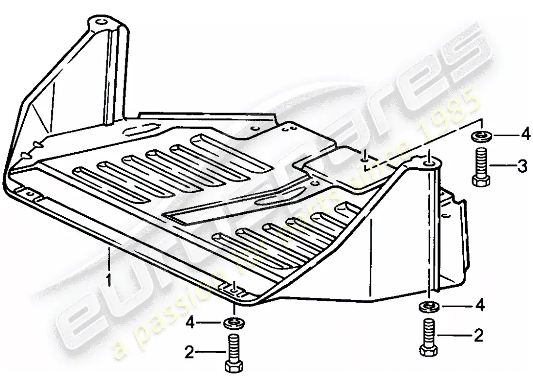 porsche 1988 (924s) placa protectora para motor diagrama de piezas