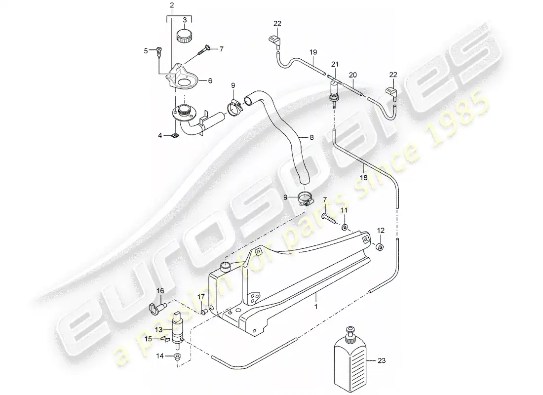 porsche 2004 (carrera gt) windshield washer unit diagrama de piezas