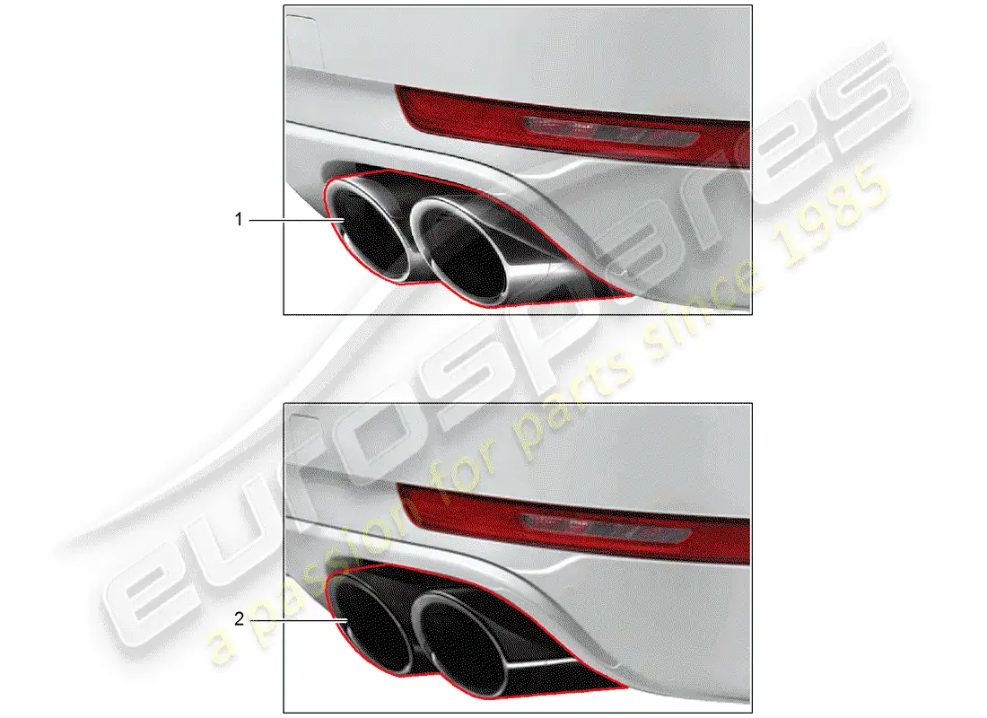 porsche 2020 (tequipment macan) tubo de escape diagrama de piezas