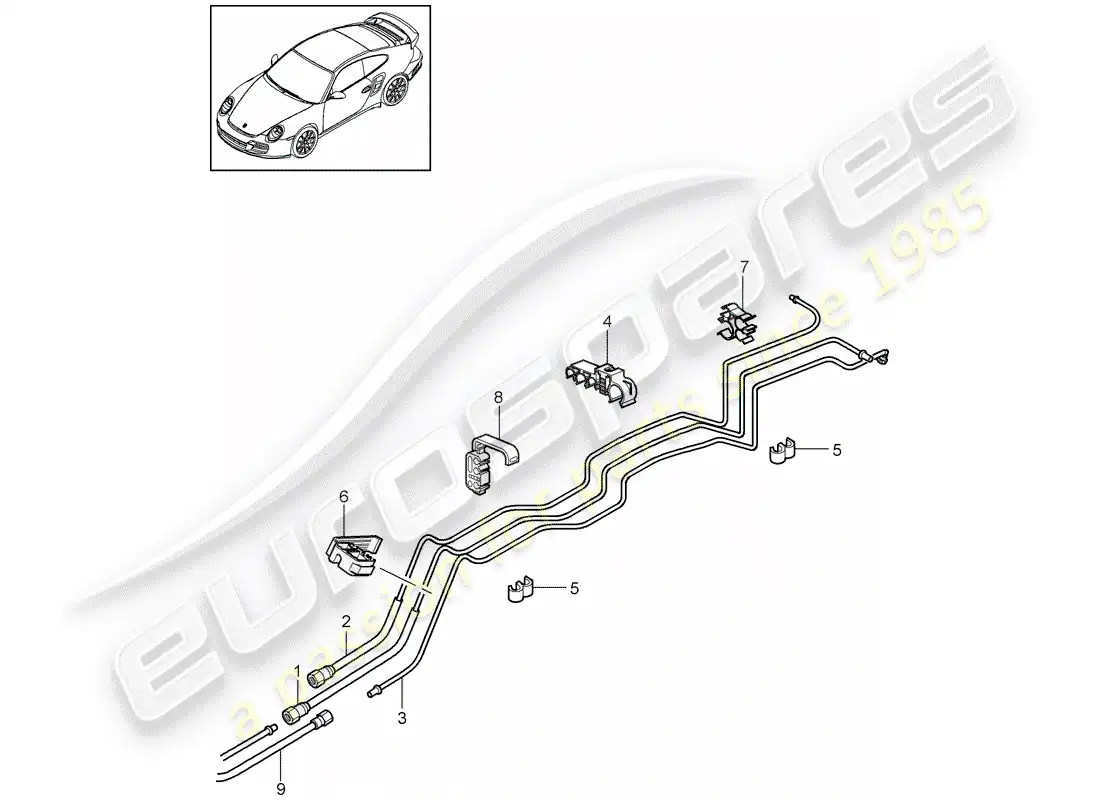 porsche 2011 (997-2 turbo / gt2 rs) fuel system diagrama de piezas