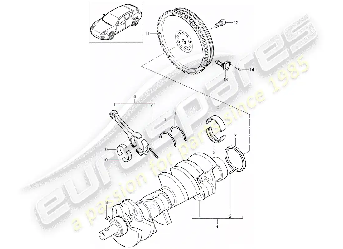 porsche 2012 (panamera 970) cigüeñal diagrama de piezas