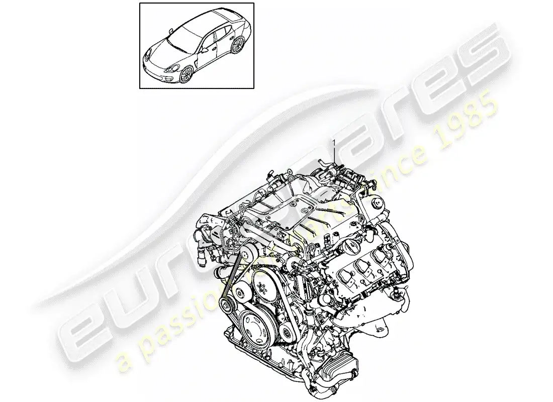 porsche 2012 (panamera 970) motor de repuesto diagrama de piezas