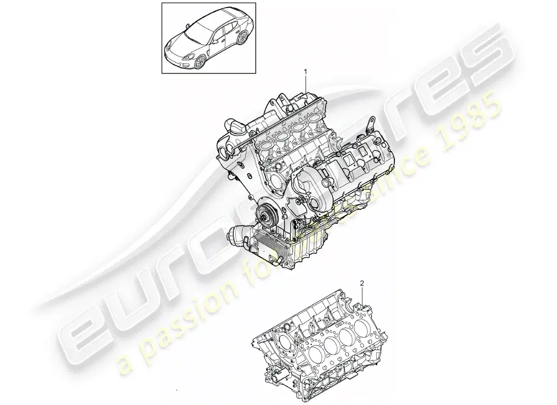 porsche 2012 (panamera 970) bloque largo diagrama de piezas