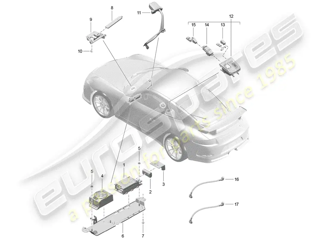 porsche 2014 (991-1 r/gt3/rs) para vehículos con teléfono diagrama de piezas