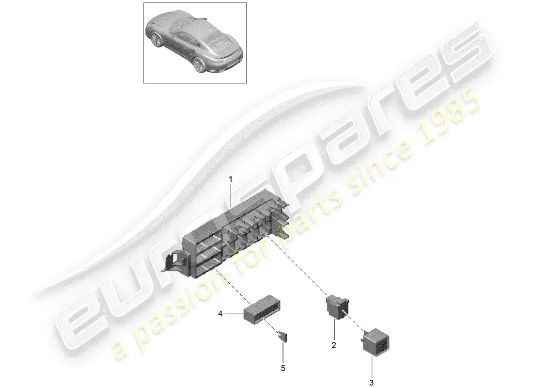 porsche 2017 (991-2 turbo) caja de fusibles/placa de relés diagrama de piezas