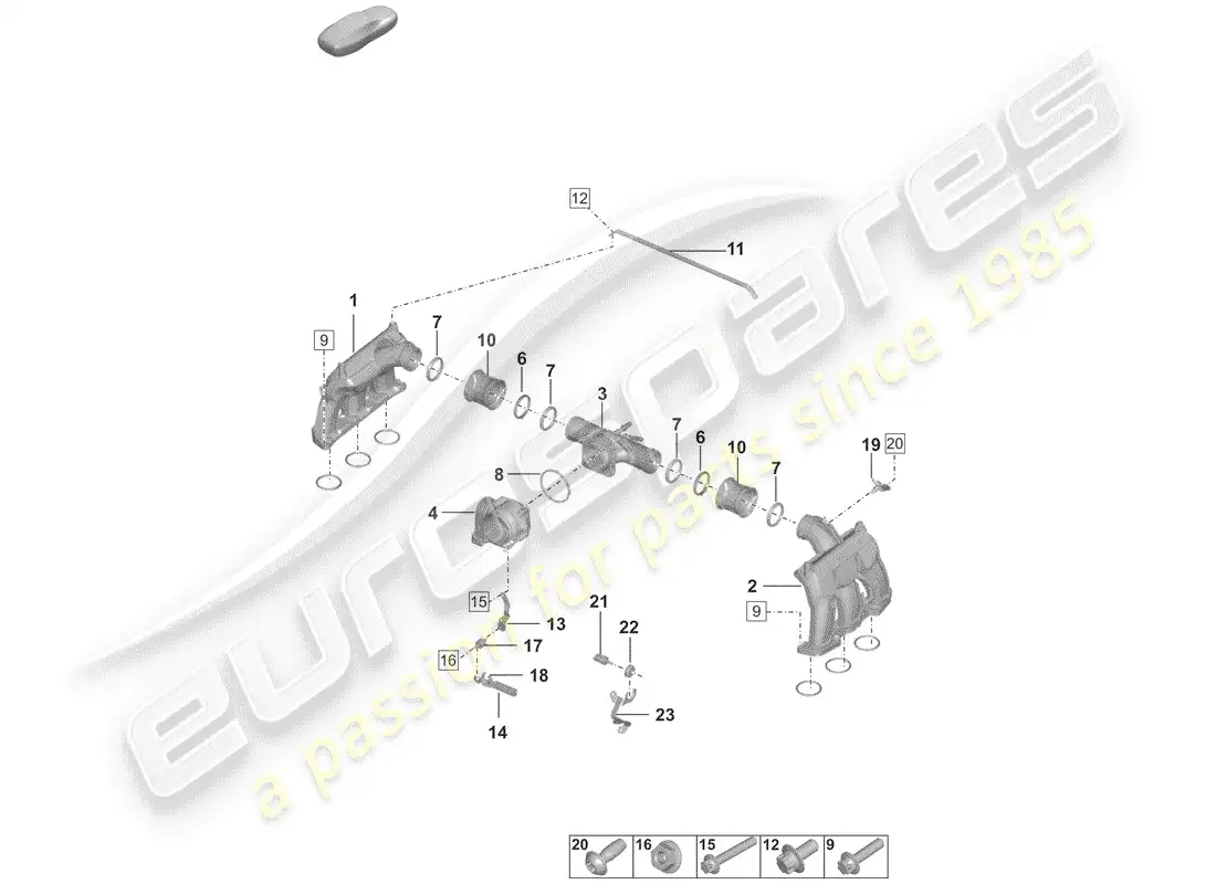 porsche 2020 (992-1) distribuidor de aire de admisión diagrama de piezas