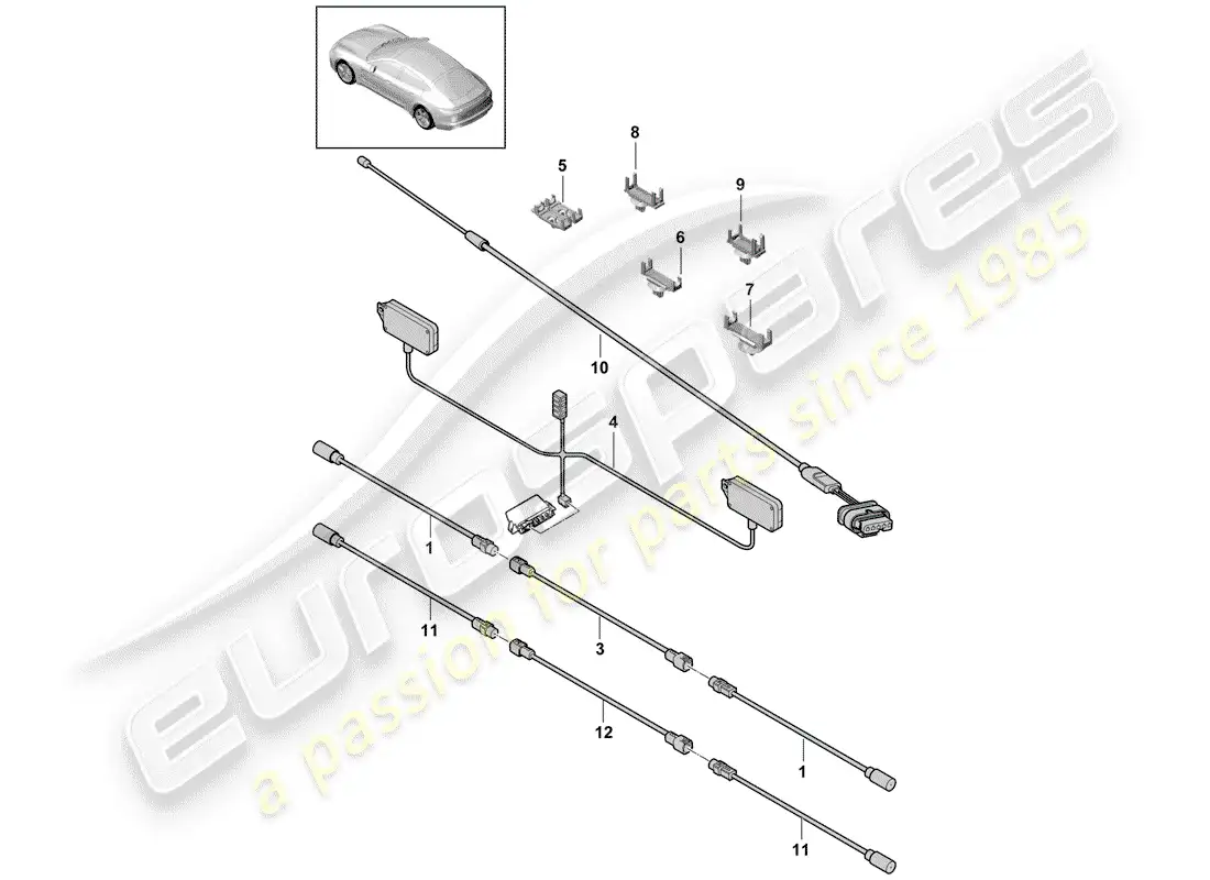 porsche 2017 (panamera 971-1) cable de conexión de antena diagrama de piezas