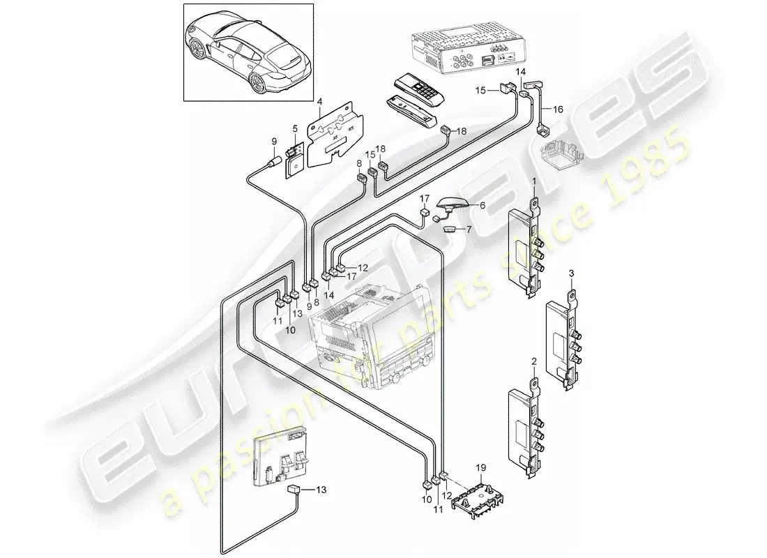 porsche 2014 (panamera 970) amplificador de antena diagrama de piezas