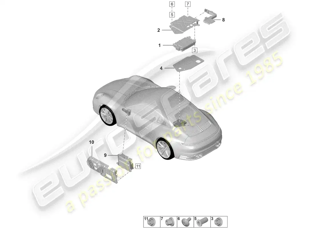 porsche 2019 (992-1) amplificador diagrama de piezas