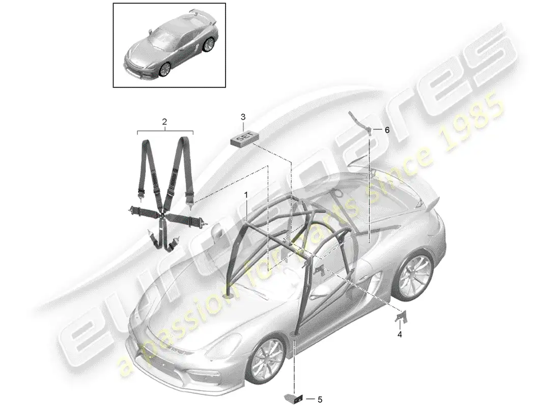 porsche 2016 (981 cayman gt4) accesorios diagrama de piezas
