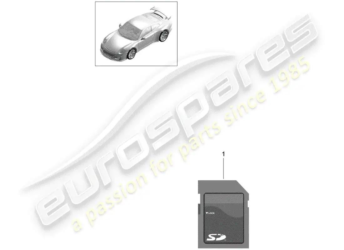 porsche 2014 (991-1 r/gt3/rs) tarjeta sd diagrama de piezas