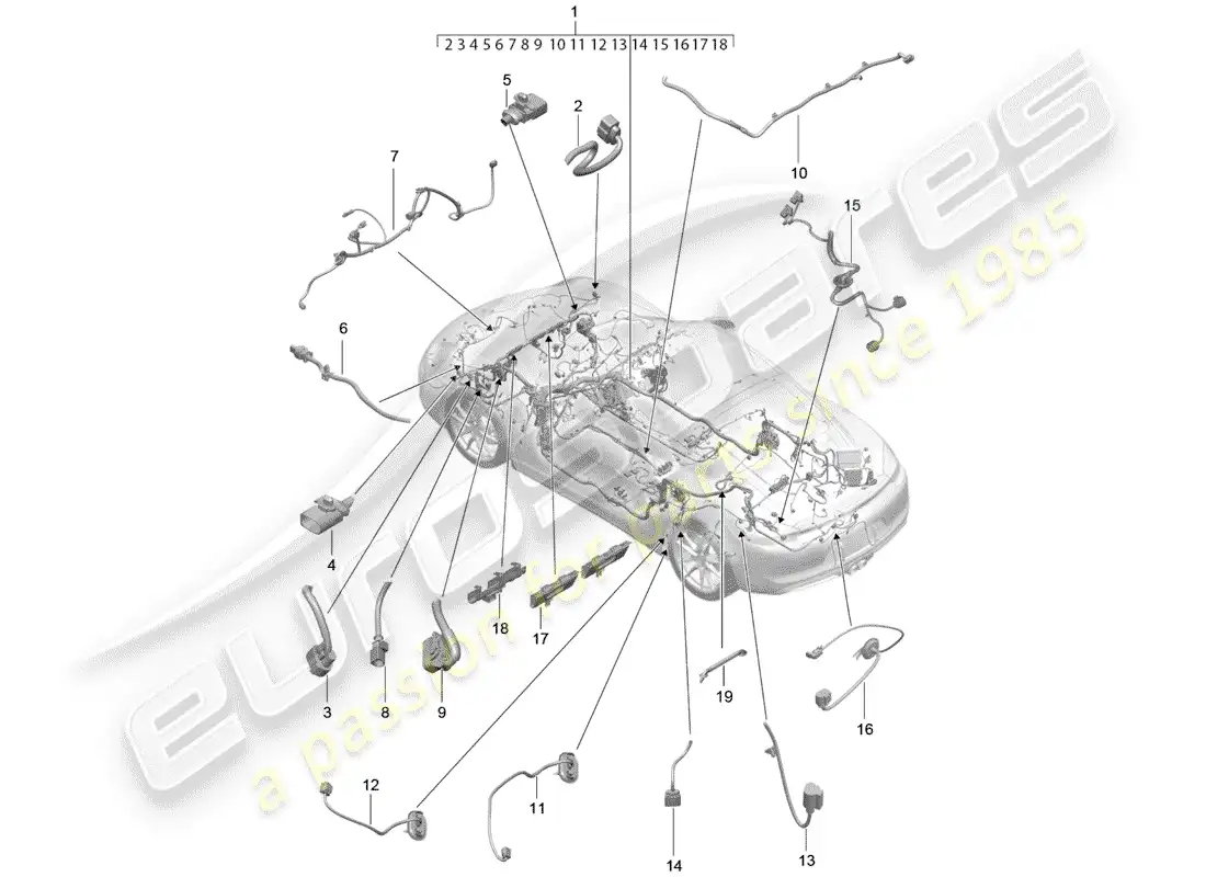 porsche 2014 (981 cayman) cableando arneses diagrama de piezas