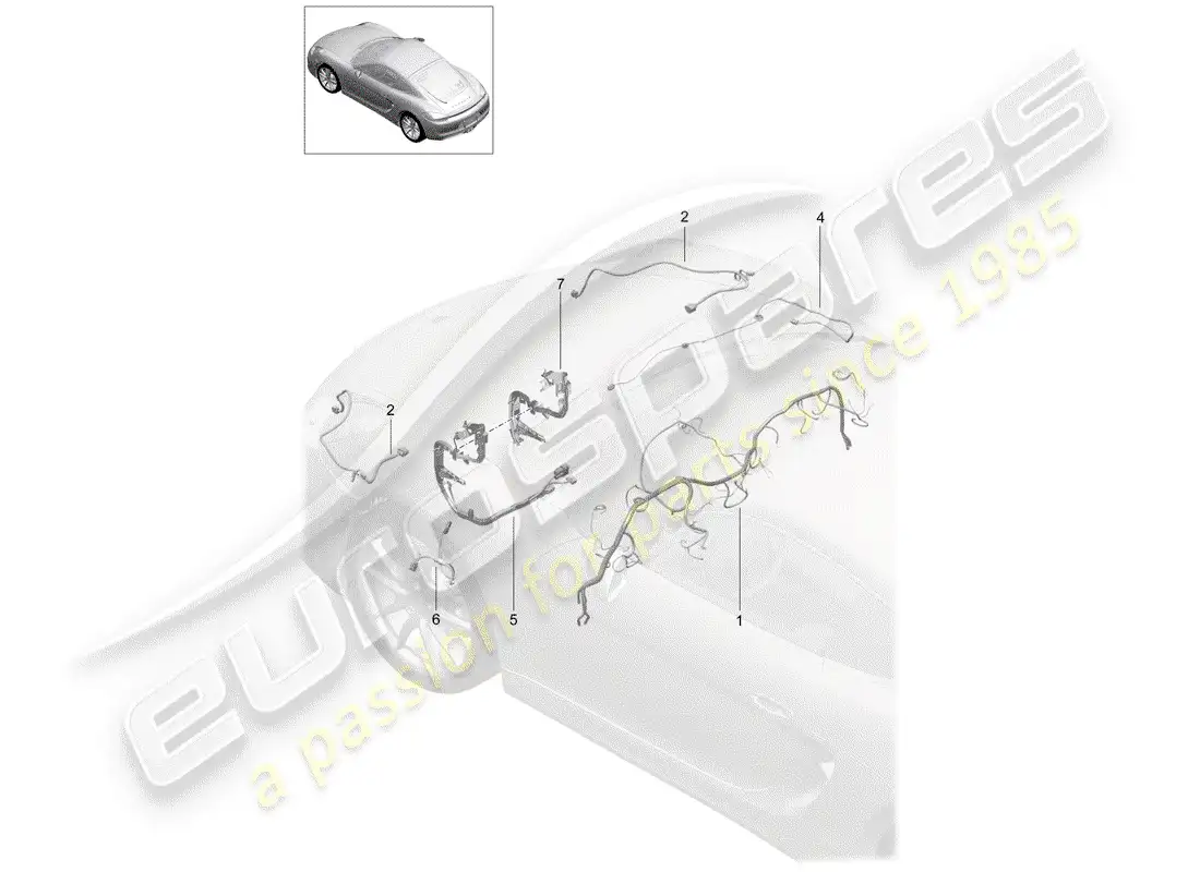 porsche 2014 (981 cayman) cableando arneses diagrama de piezas