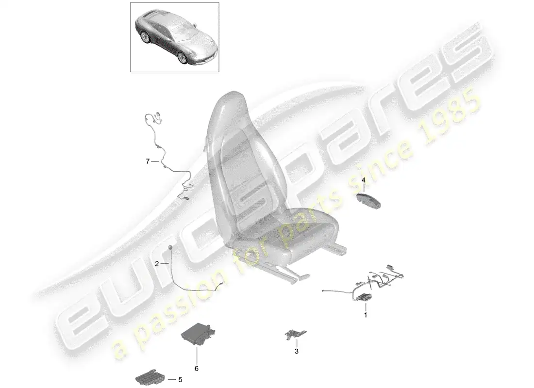 porsche 2019 (991-2) cableando arneses diagrama de piezas