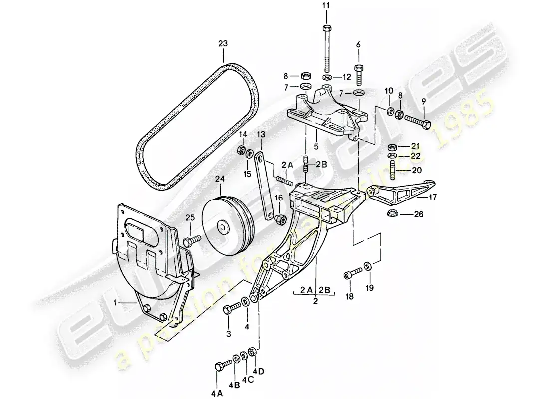 porsche 1989 (911) compresor - montaje - mecanismo de conducción diagrama de piezas