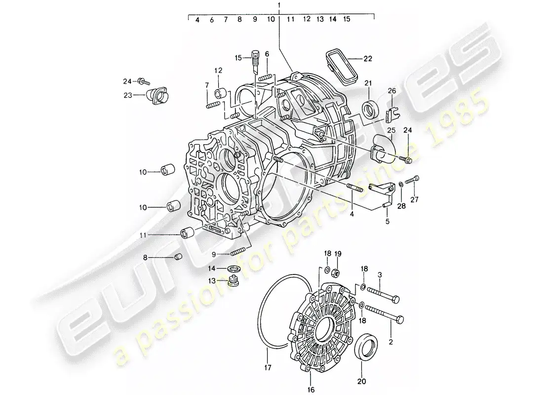 porsche 1995 (993) transmisión de repuesto - lista para instalación - caja de transmisión diagrama de piezas