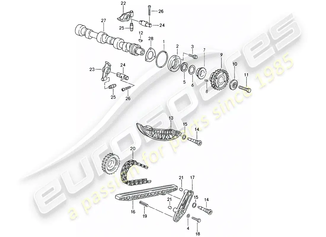 porsche 1996 (993) control de válvula diagrama de piezas