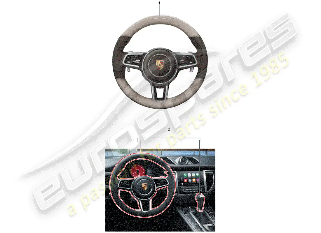 porsche 2020 (tequipment macan) volante diagrama de piezas