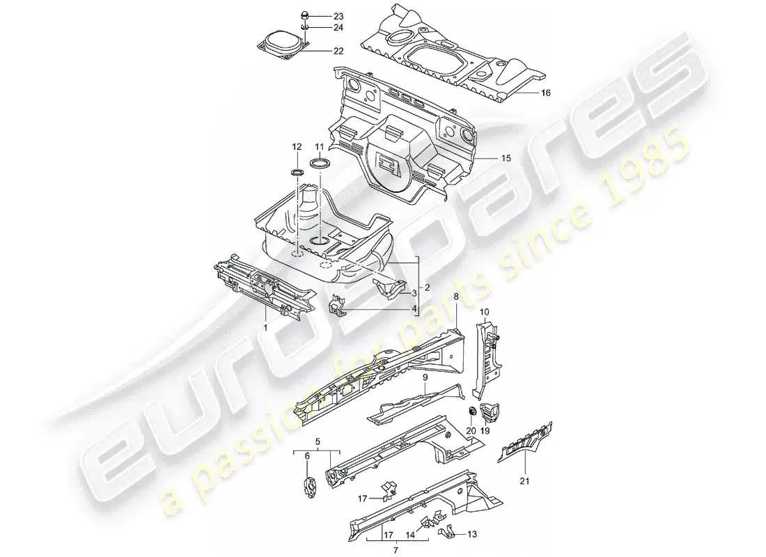 porsche 2005 (996) extremo delantero - piezas individuales diagrama de piezas