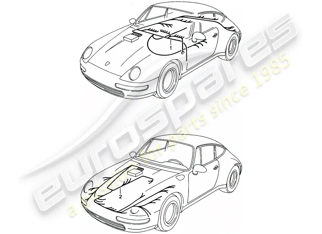 porsche 1995 (993) mazo de cables - habitáculo - maletero delantero diagrama de piezas