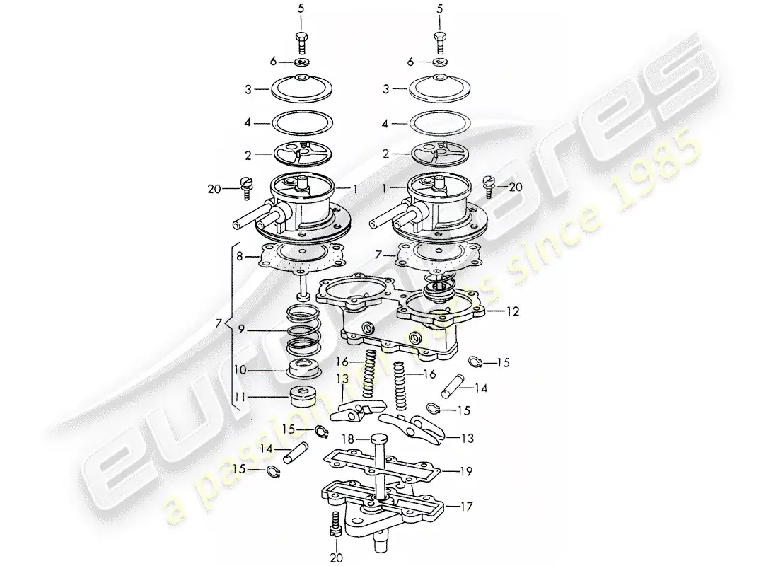 porsche 1969 (911/912) piezas sueltas - para - bomba de combustible - doble cara - mecánico - d >> - mj 1968 diagrama de piezas