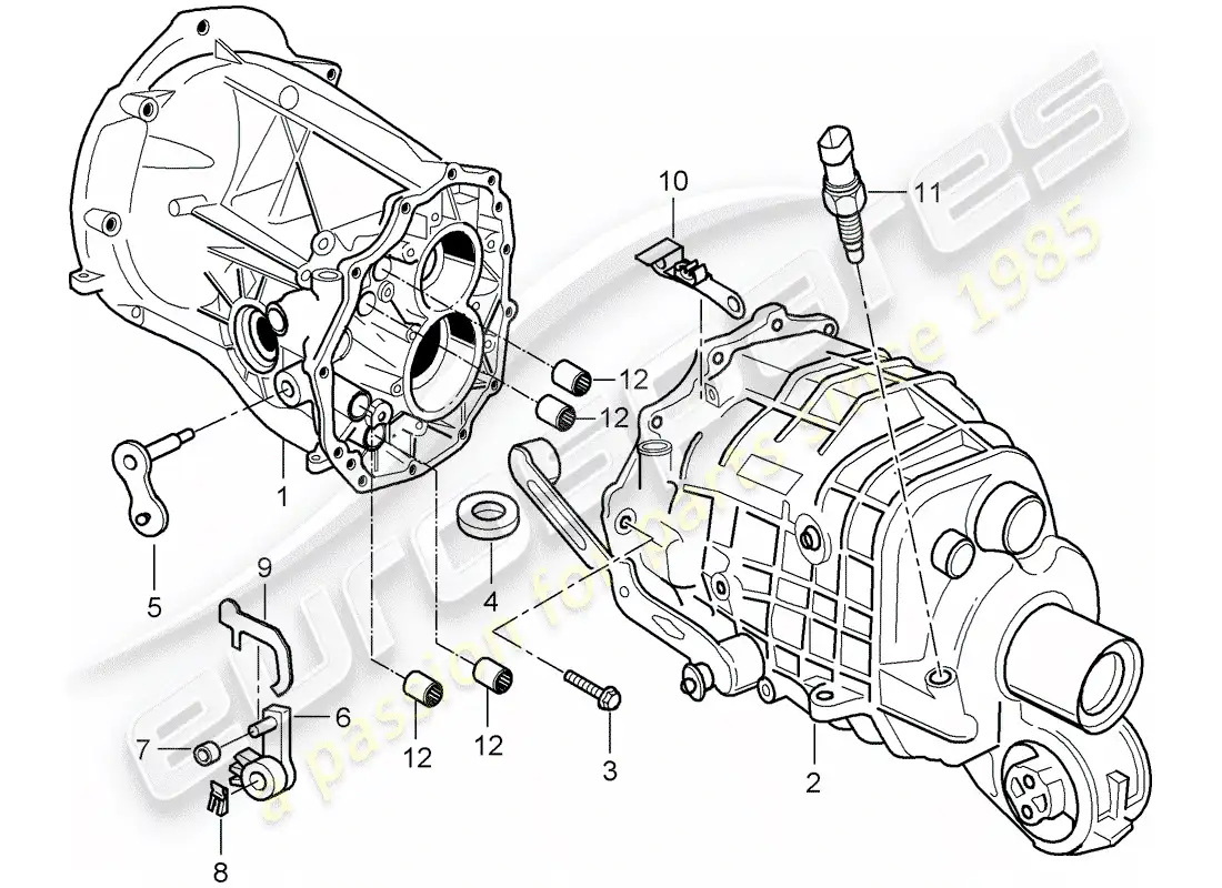 porsche 2004 (996) caja de transmisión - cubierta de transmisión diagrama de piezas