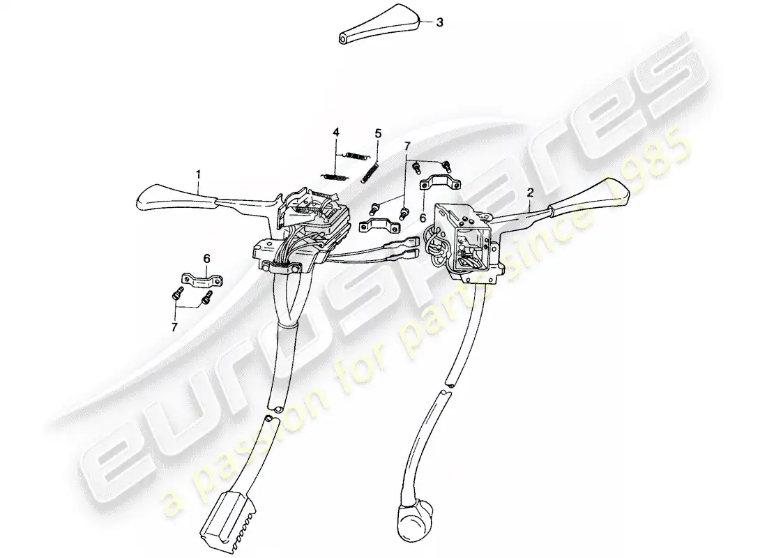 porsche 1971 (914) interruptor de la columna de dirección diagrama de piezas