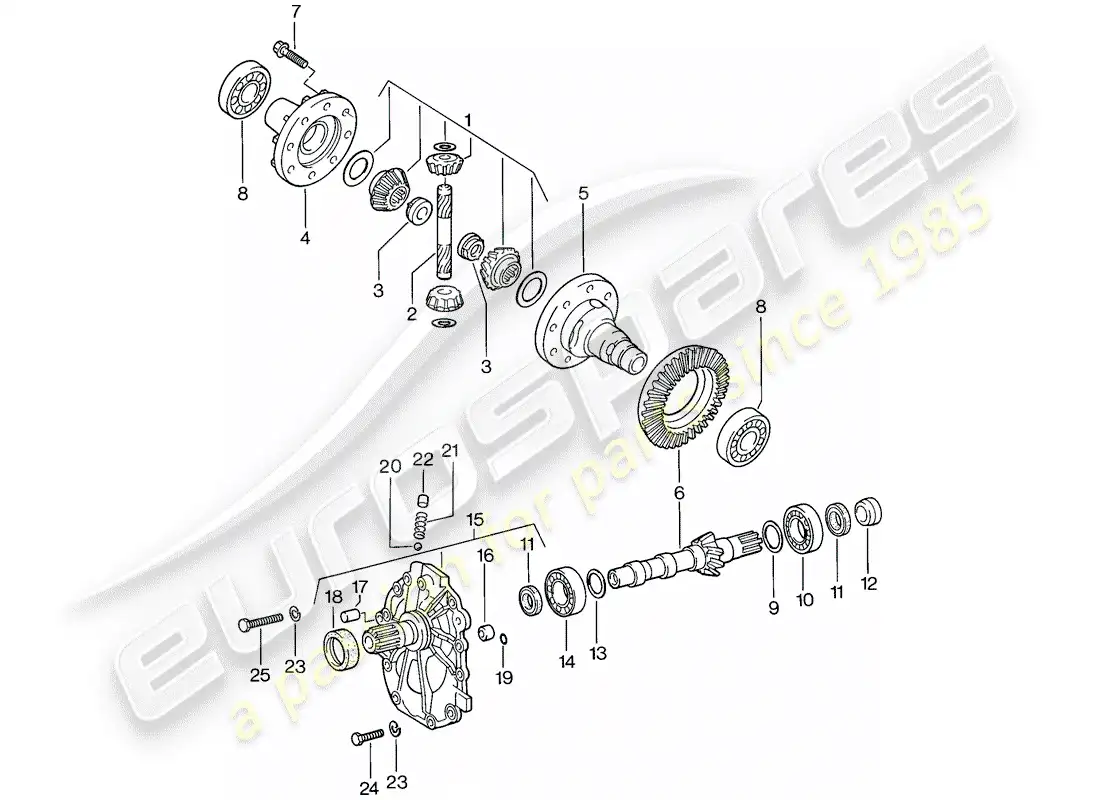 porsche 1978 (924) diferencial - transmisión automática diagrama de piezas