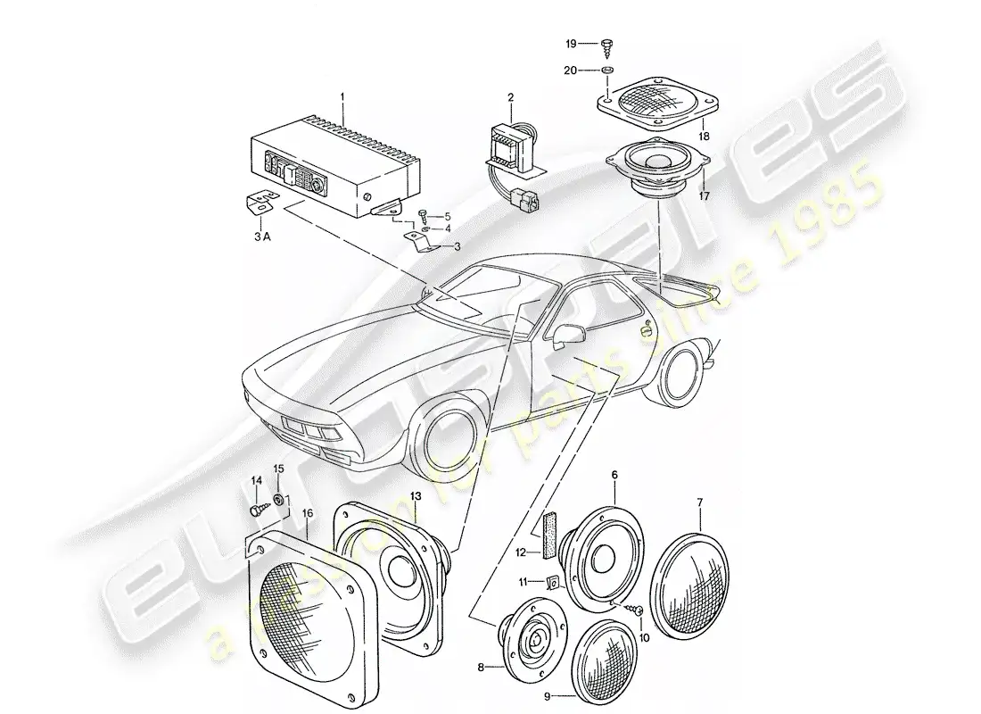 porsche 1990 (928) amplificador - altavoz - d >> - mj 1988 diagrama de piezas