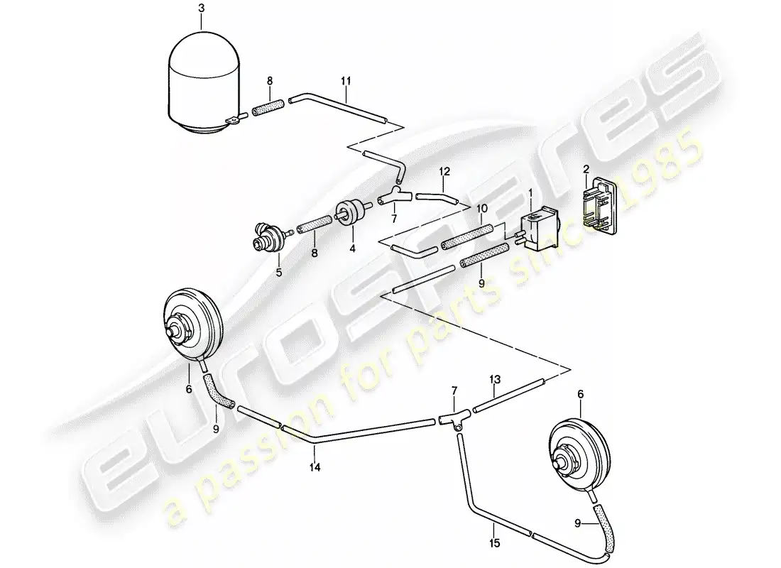 porsche 1989 (911) ajuste de la longitud del haz diagrama de piezas