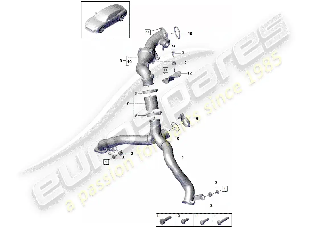 porsche 2019 (panamera 971-1) enfriador de aire de carga diagrama de piezas