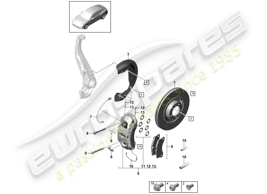 porsche 2019 (panamera 971-1) frenos de disco diagrama de piezas