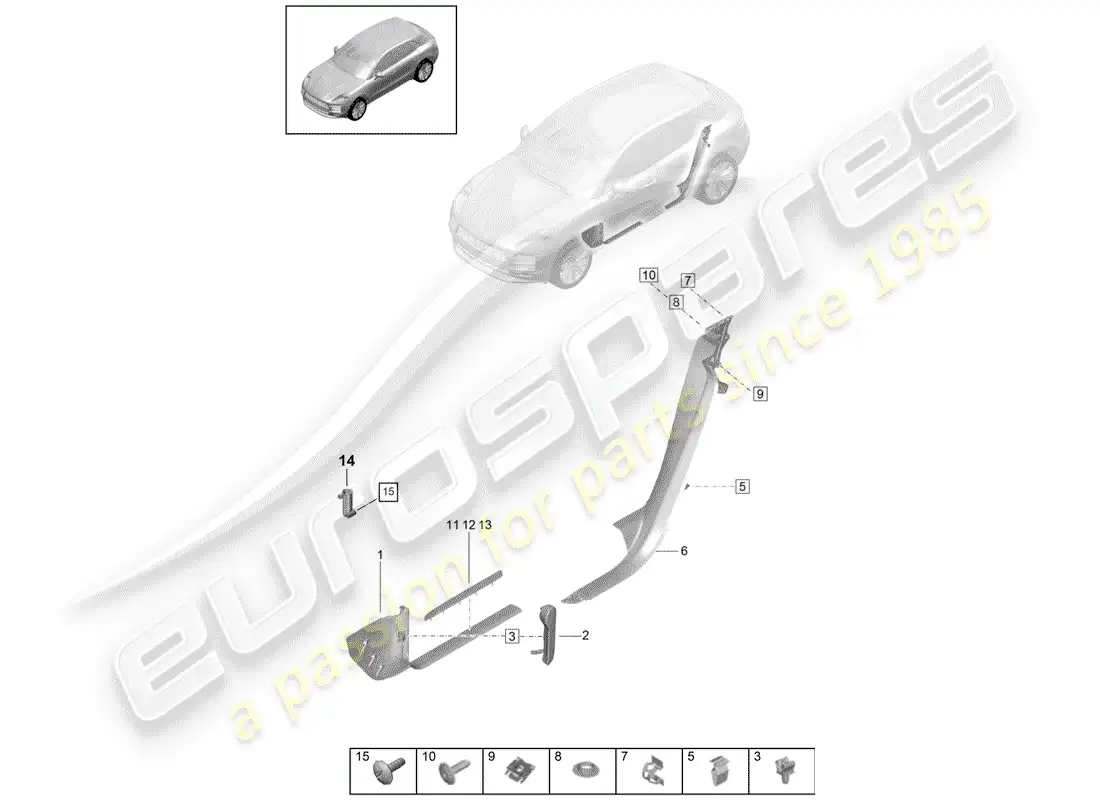 porsche 2020 (macan) placa de protección - panel de umbral diagrama de piezas