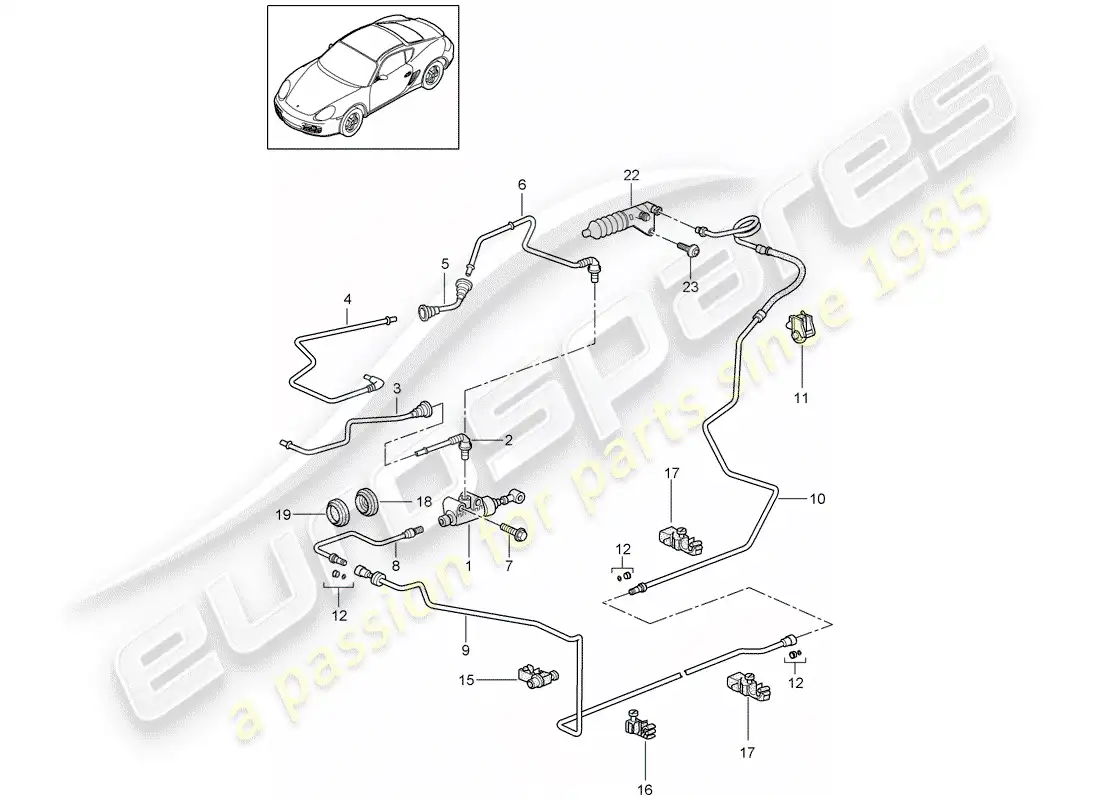 porsche 2011 (987 cayman) embrague hidráulico diagrama de piezas