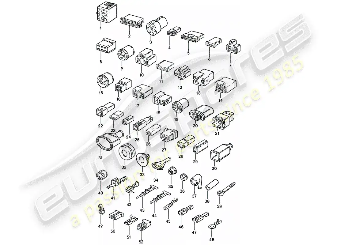 porsche 1982 (924) carcasa del conector diagrama de piezas