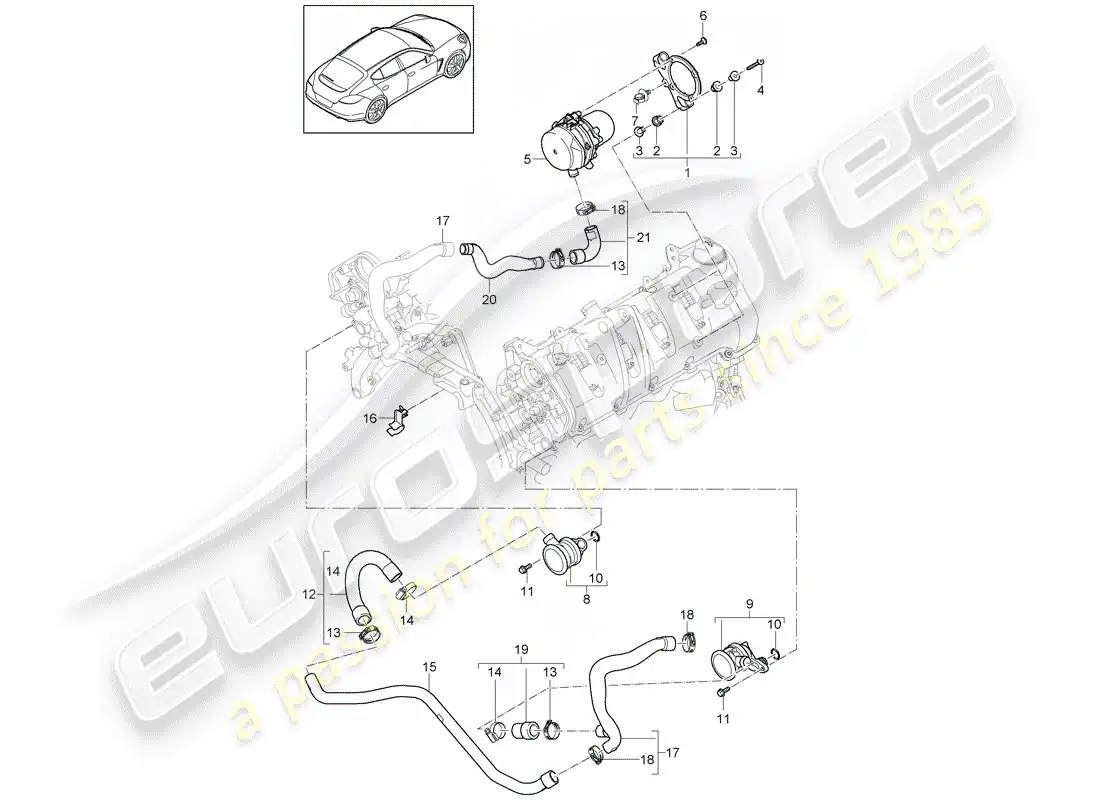 porsche 2013 (panamera 970) sistema de control de emisiones de escape diagrama de piezas